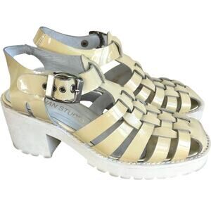 Kélian Studio Woven Patent Platform Sandals Butter Cream Fisherman Y2K EU 36